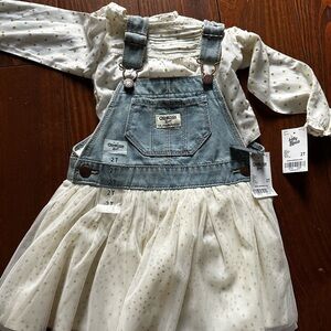 OshKosh B'gosh Blue Denim Dress with White Tulle